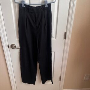 Banana Republic Wide Leg Linen Blend Pleated Black Pants Women's‎ Size 2